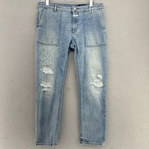 CLOSED Bonnie Distressed Light Wash Denim Jeans SZ 29 32x25 Made in Italy Grunge